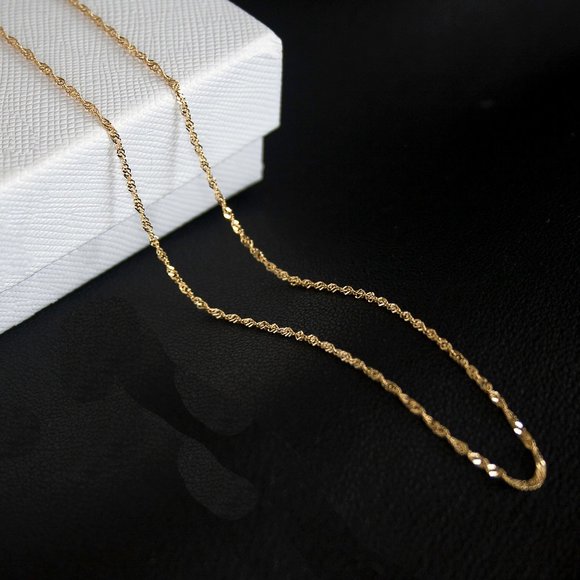 14K Real Solid Yellow Gold Singapore Rope Chain Fine Gold Necklace Stamped 14K - Picture 2 of 3